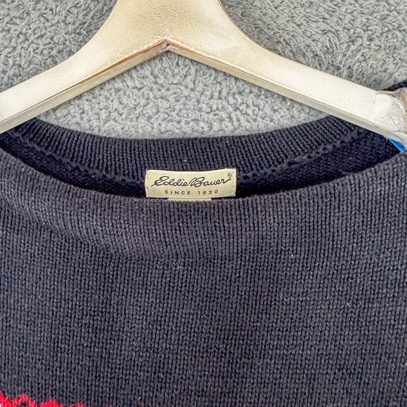 Eddie Bauer Sweater Mens XLT Tall Red Nordic Winter Colorful Festive Ski Outdoor - Picture 2 of 12